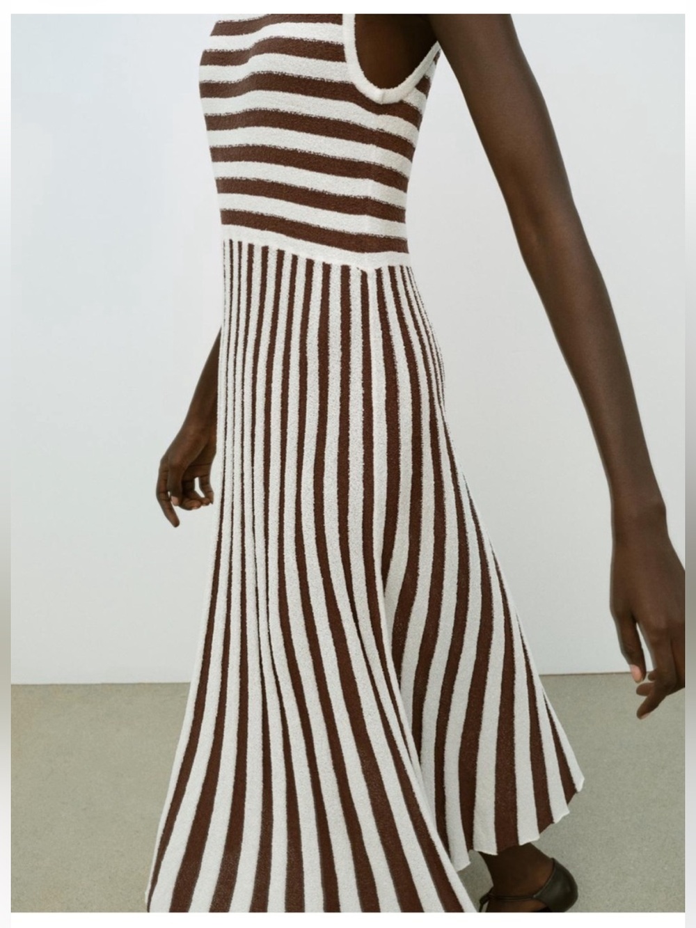 Zara Brown and White Striped Knit Dress